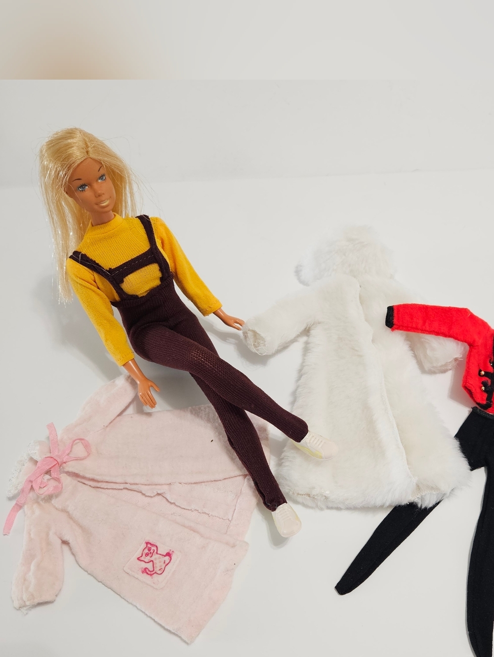 Vintage 1966 Blonde Barbie Doll by Mattel Korea with 4 Misc. Outfits and Accesso